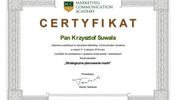 Certyfikat Strategiczne planowanie marki